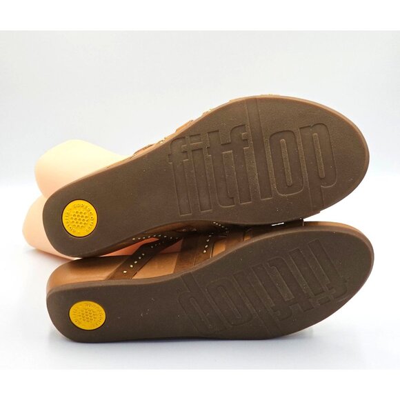 FitFlop Women's Brown Leather Lumy Strappy Studded Slide On Sandals Size 10 2428 - Picture 6 of 16